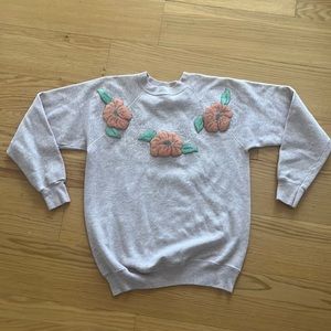 Vintage Dusty Rose (light pink) embroidered sweatshirt